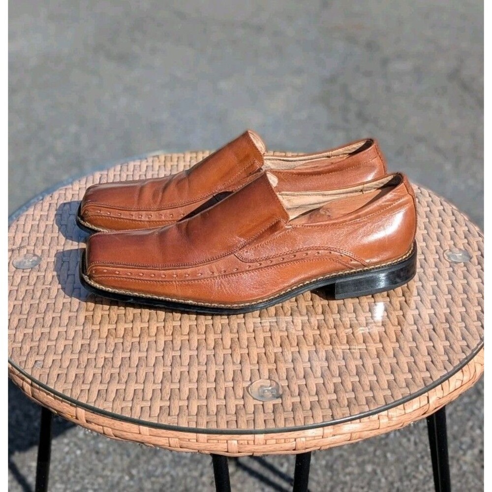 Old Money Quiet Luxury Stacy Adams Danton Cognac Leather‎ Loafers Men's 10.5